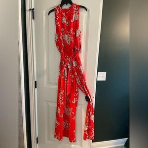 Vince Camuto Red Floral Jumpsuit
